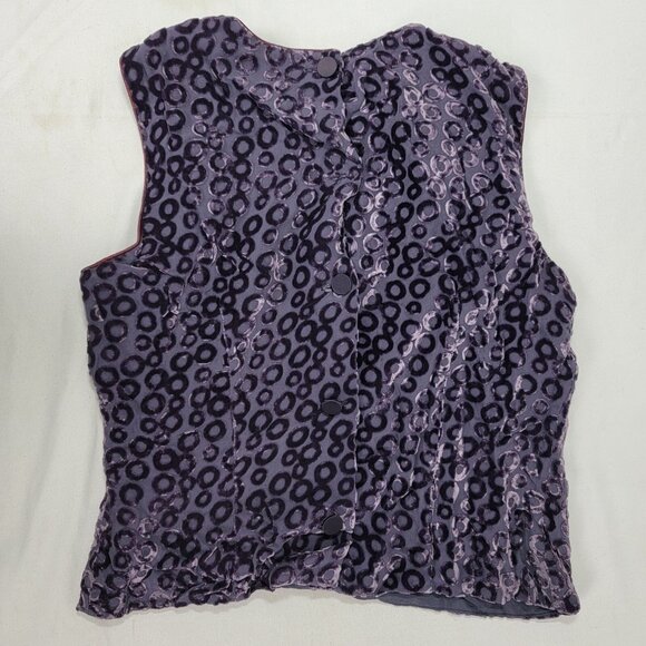 Banana Republic Women's Sleeveless Shirt top Purple Velvet Circle Print Size 12 - Picture 4 of 6